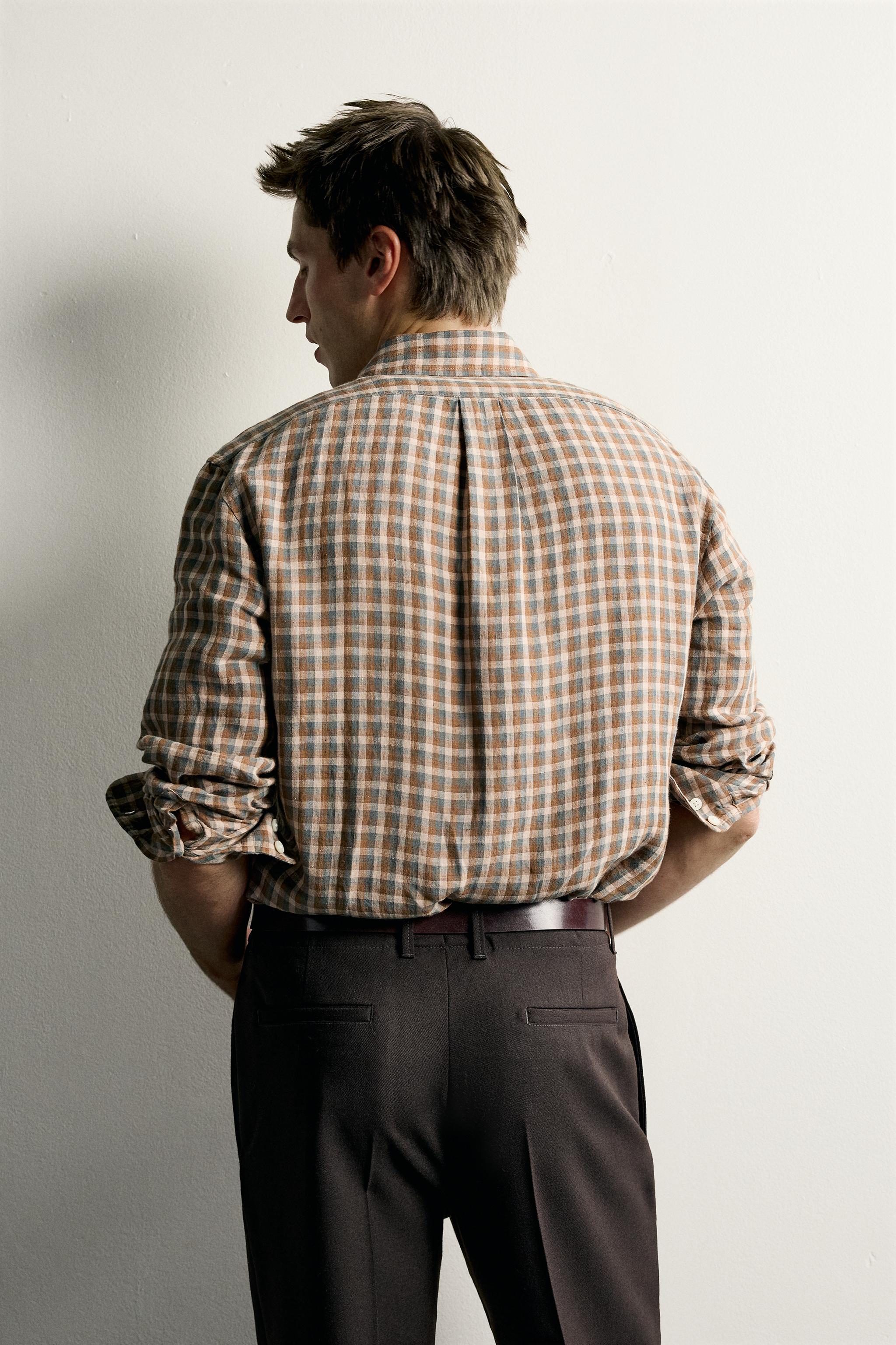 100% LINEN CHECKED SHIRT